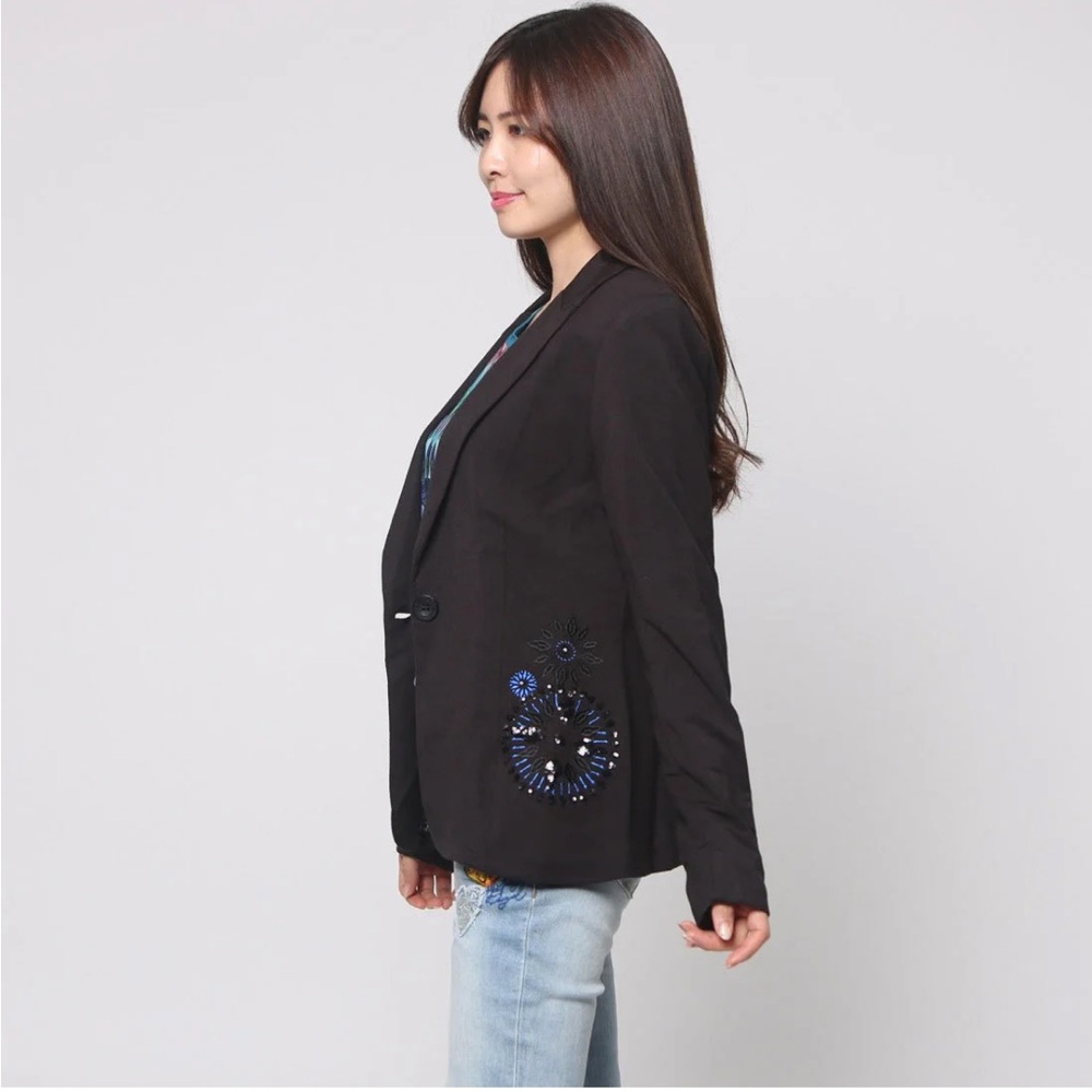 Desigual Black Embroidered Blazer size M